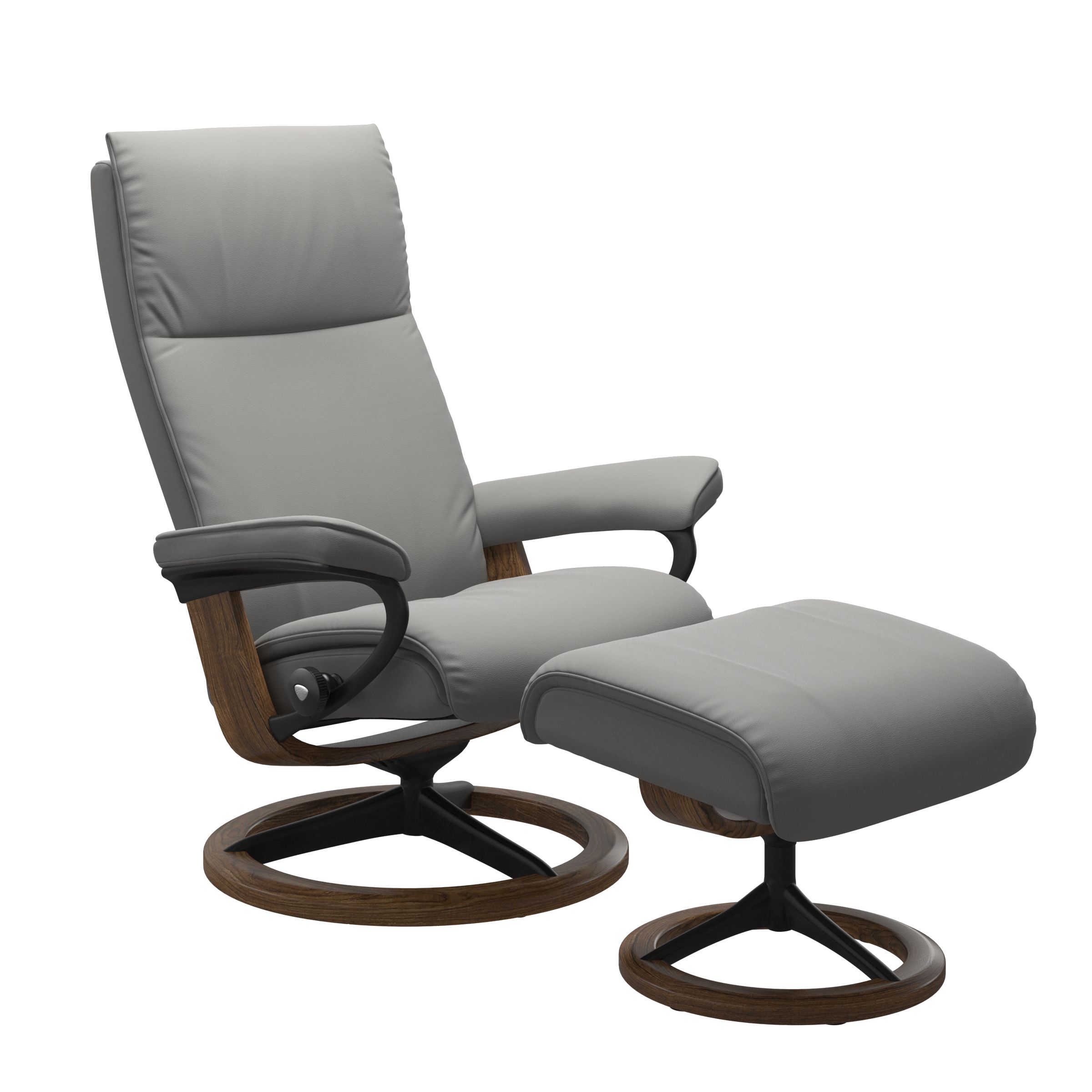 Stressless Aura Small Recliner and Ottoman with Signature Base