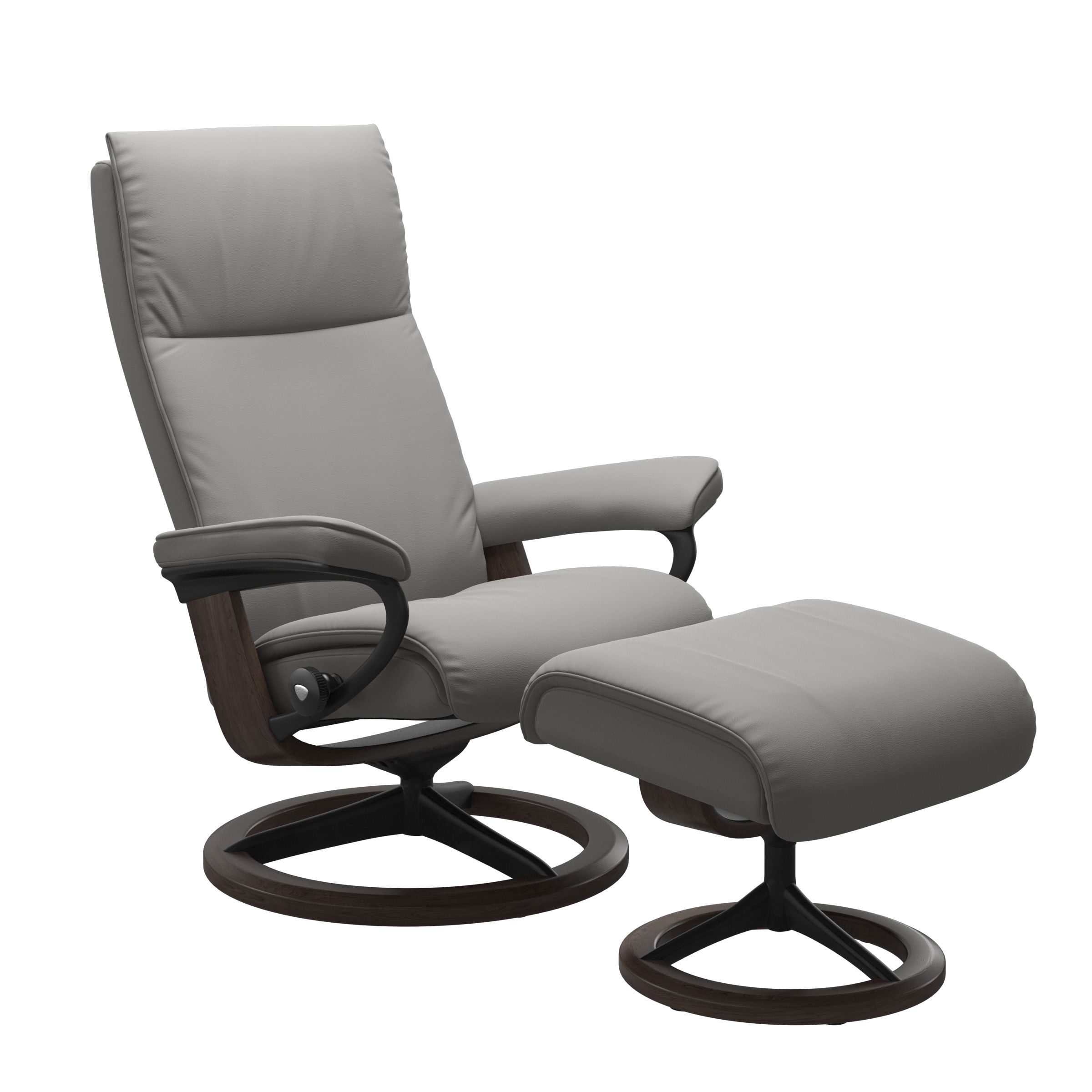 Stressless Aura Small Recliner and Ottoman with Signature Base