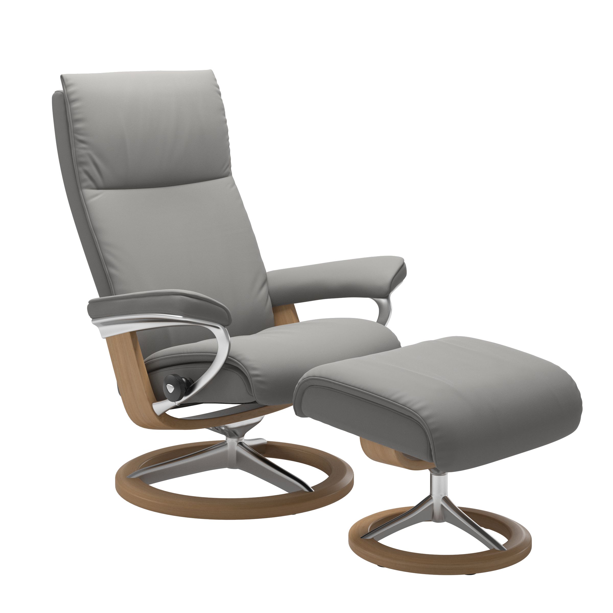 Stressless Aura Small Recliner and Ottoman with Signature Base