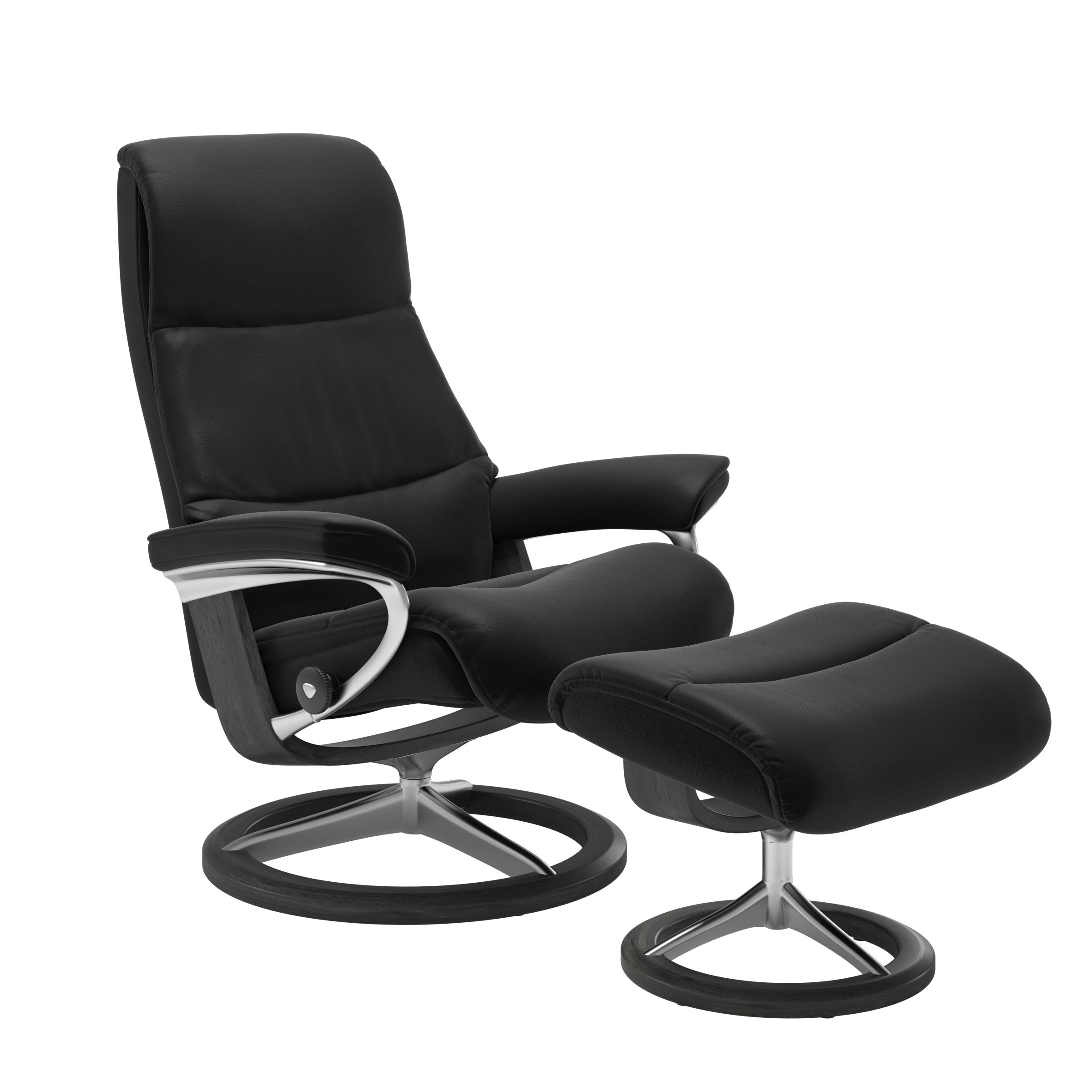Stressless View Small Recliner and Ottoman with Signature Base