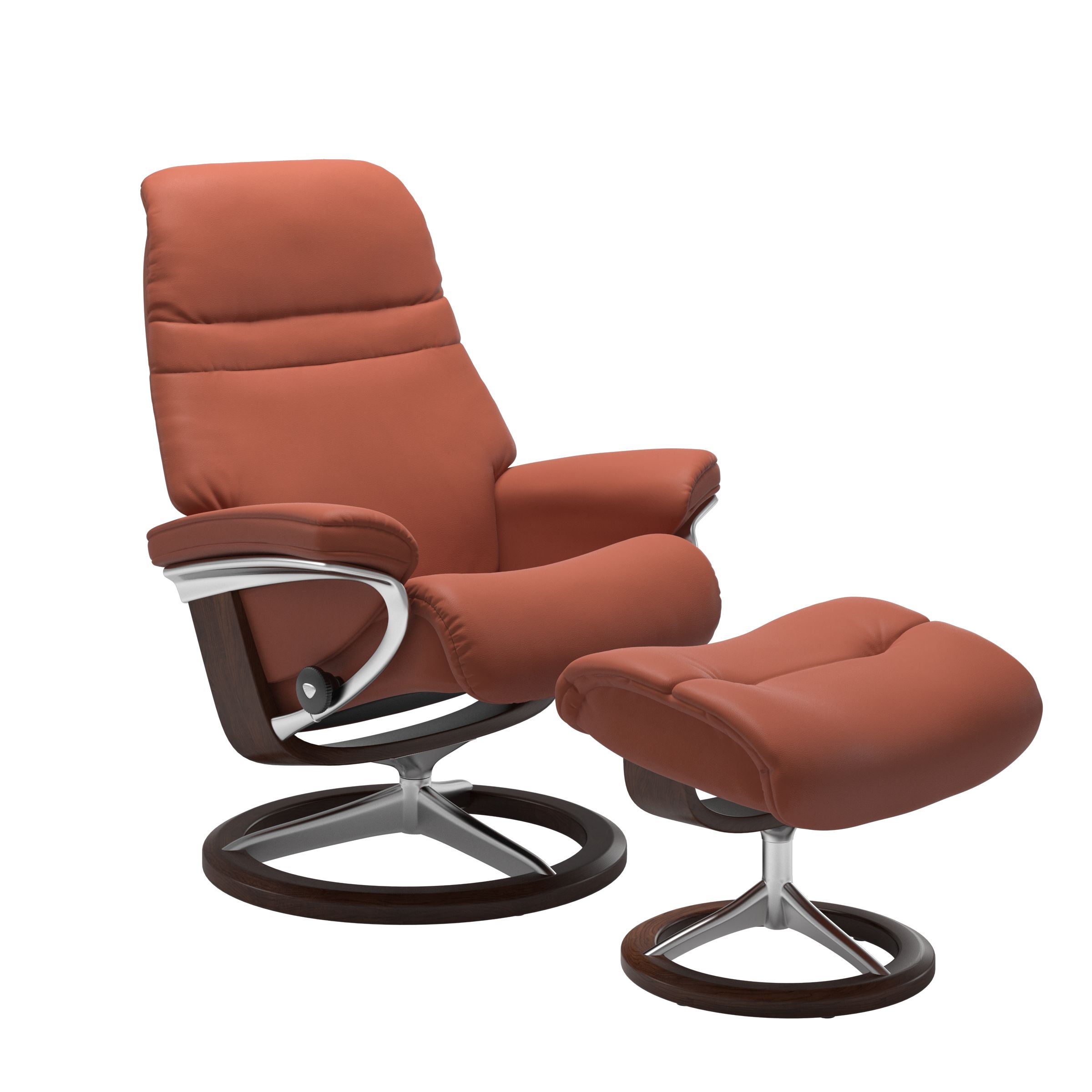 Stressless Sunrise Medium Recliner and Ottoman with Signature Base