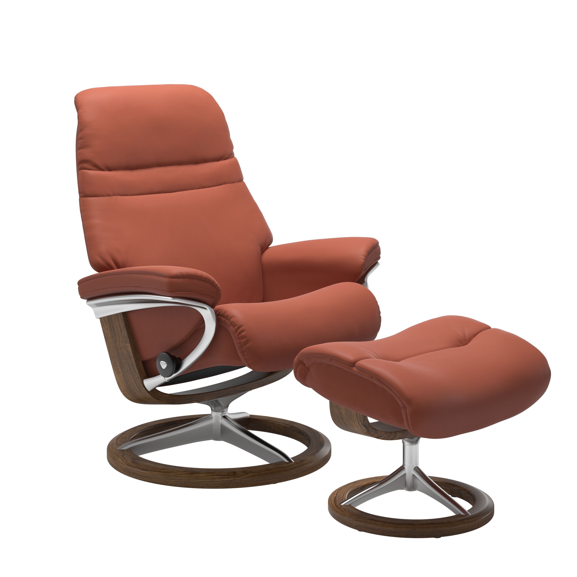 Stressless Sunrise Medium Recliner and Ottoman with Signature Base