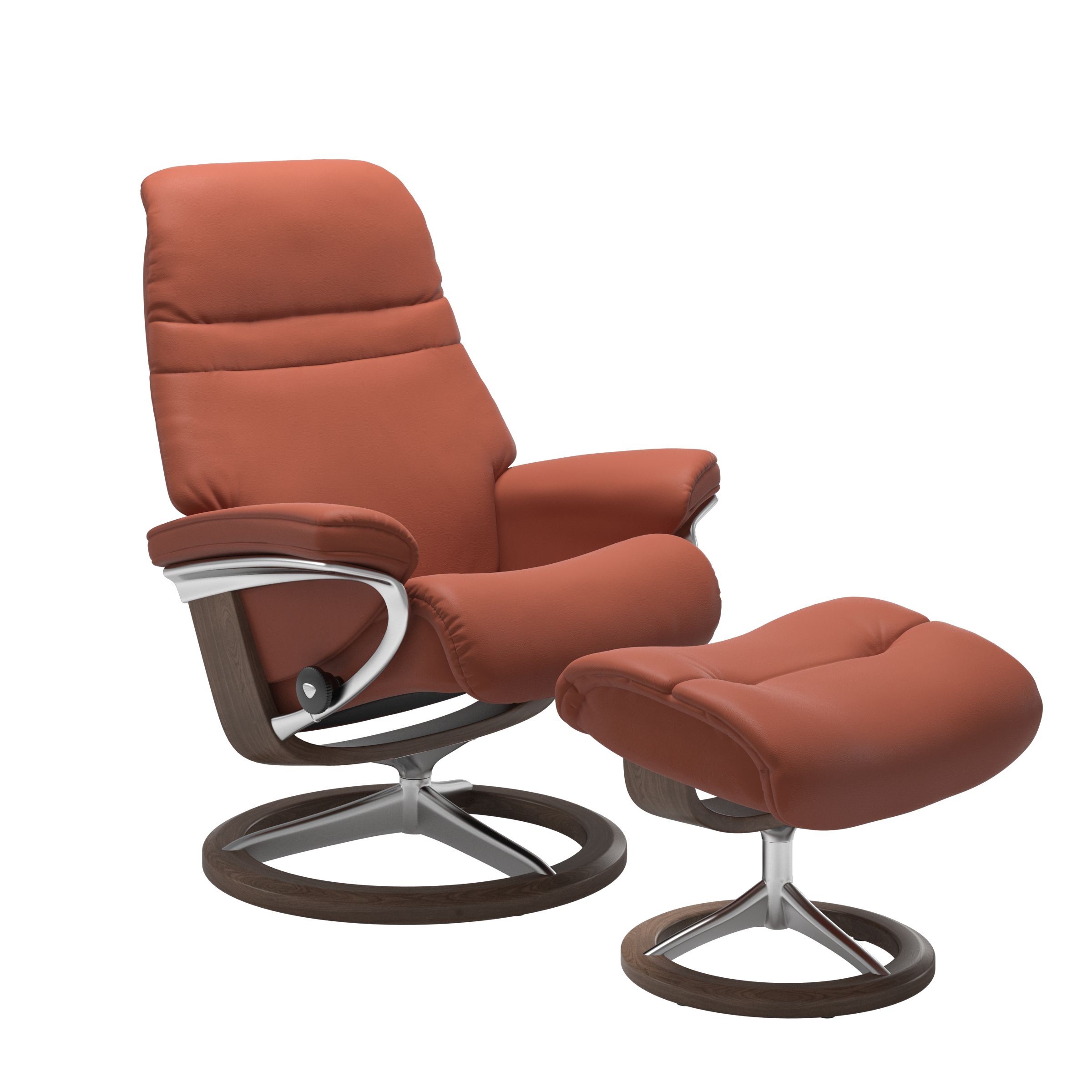 Stressless Sunrise Medium Recliner and Ottoman with Signature Base