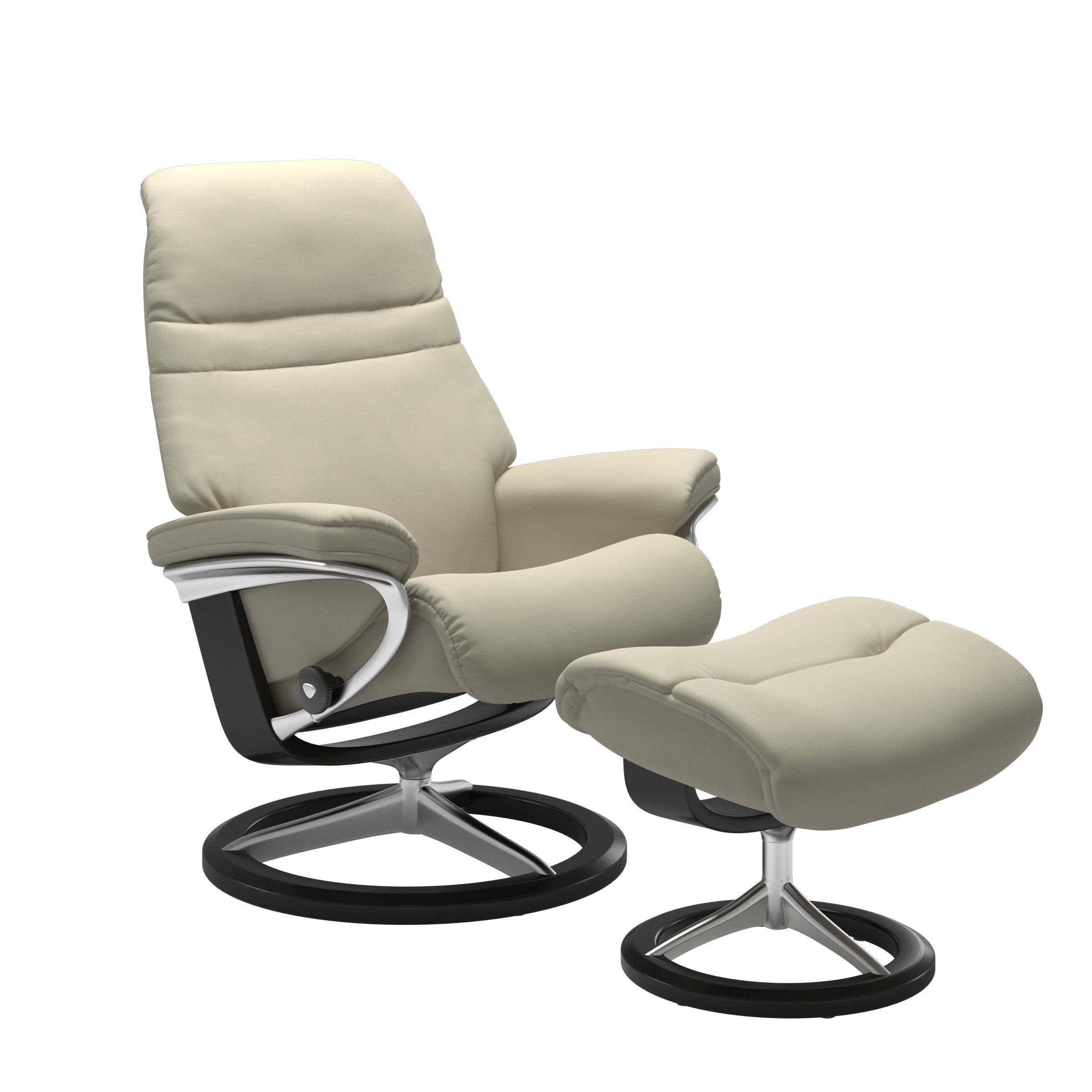 Stressless Sunrise Medium Recliner and Ottoman with Signature Base