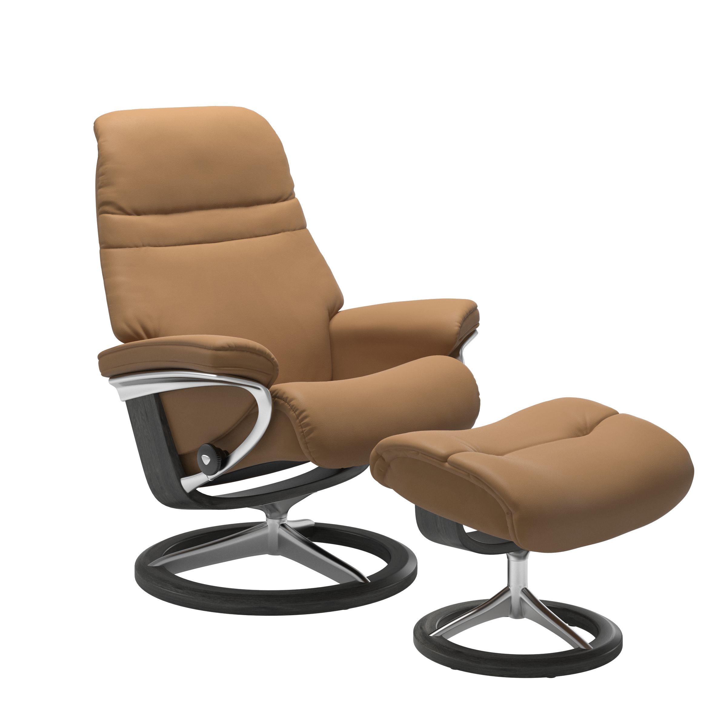 Stressless Sunrise Medium Recliner and Ottoman with Signature Base