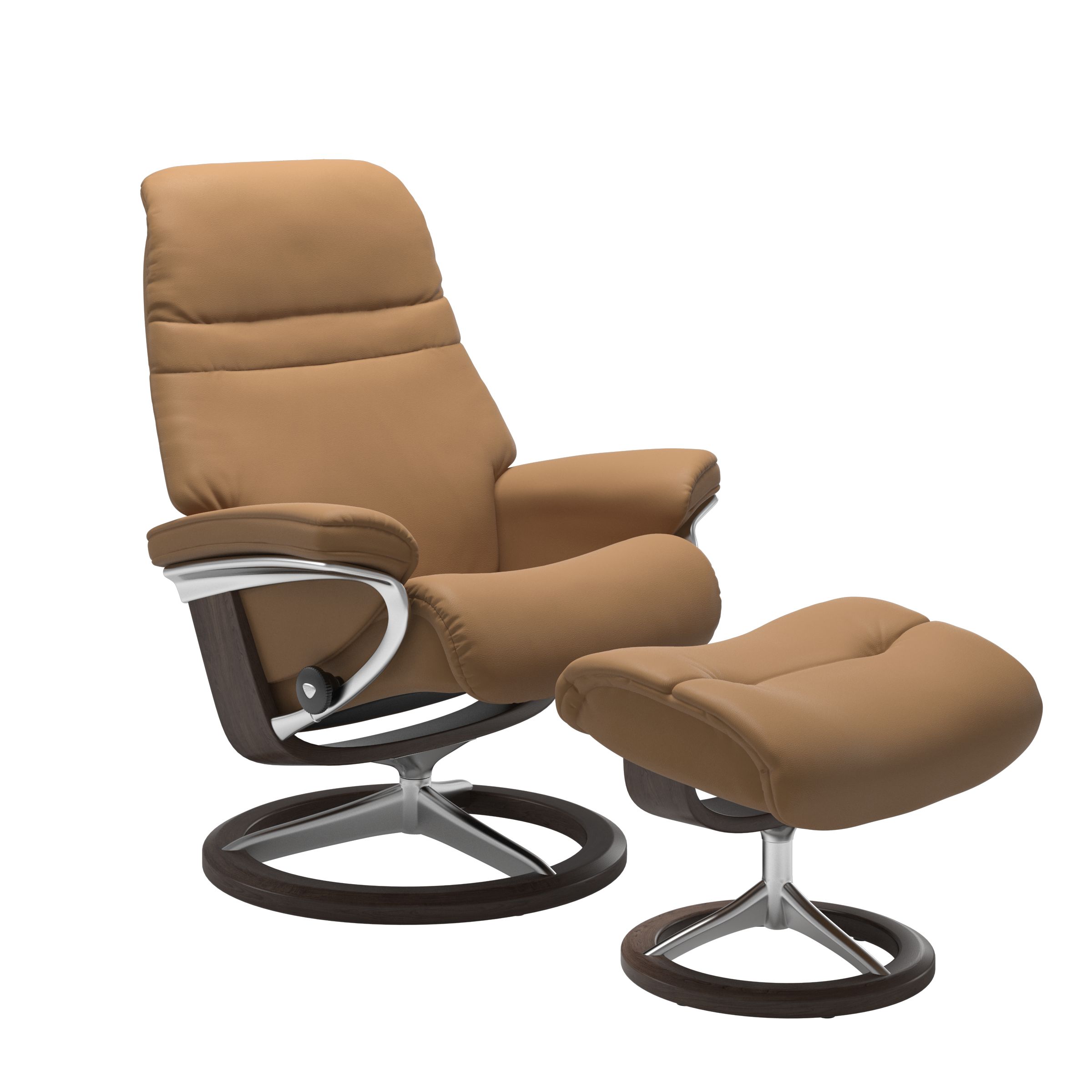 Stressless Sunrise Small Recliner and Ottoman with Signature Base