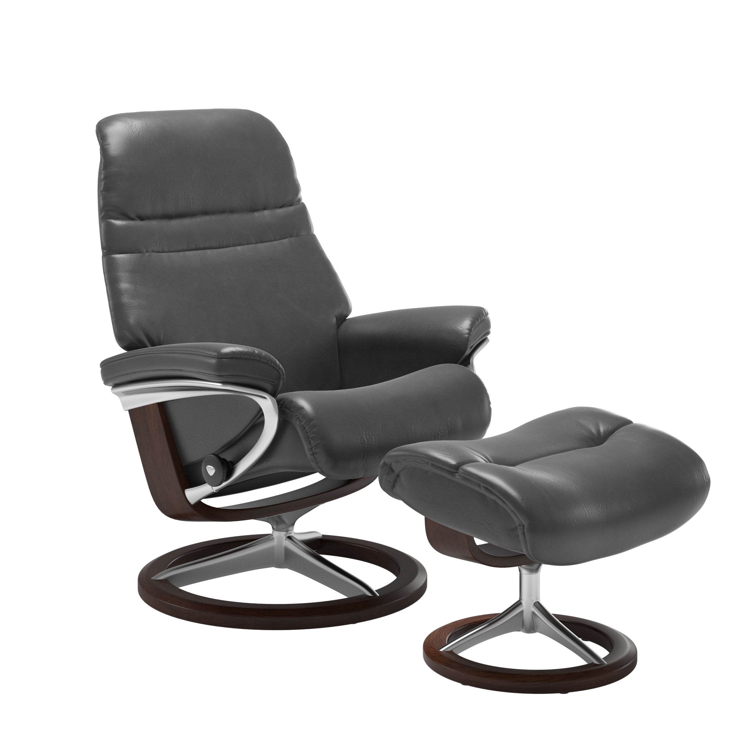 Stressless Sunrise Medium Recliner and Ottoman with Signature Base