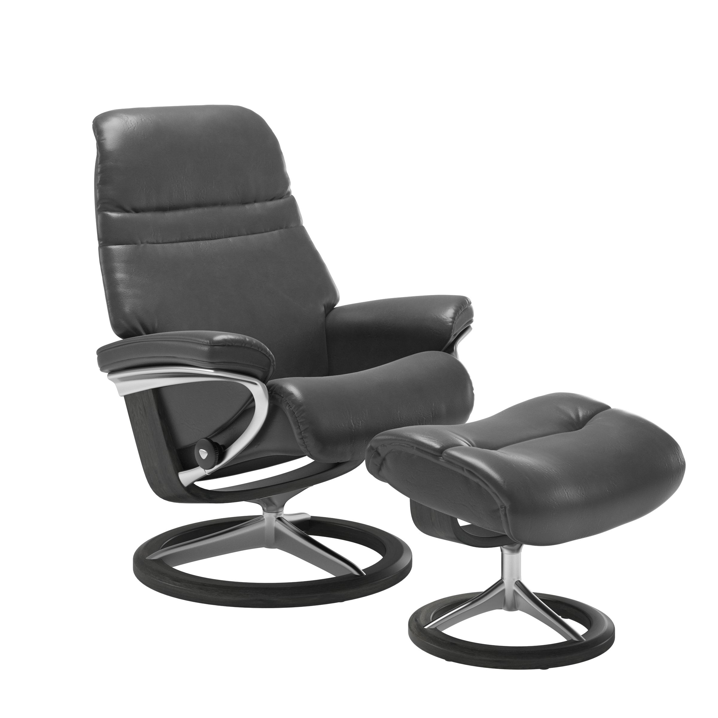 Stressless Sunrise Small Recliner and Ottoman with Signature Base