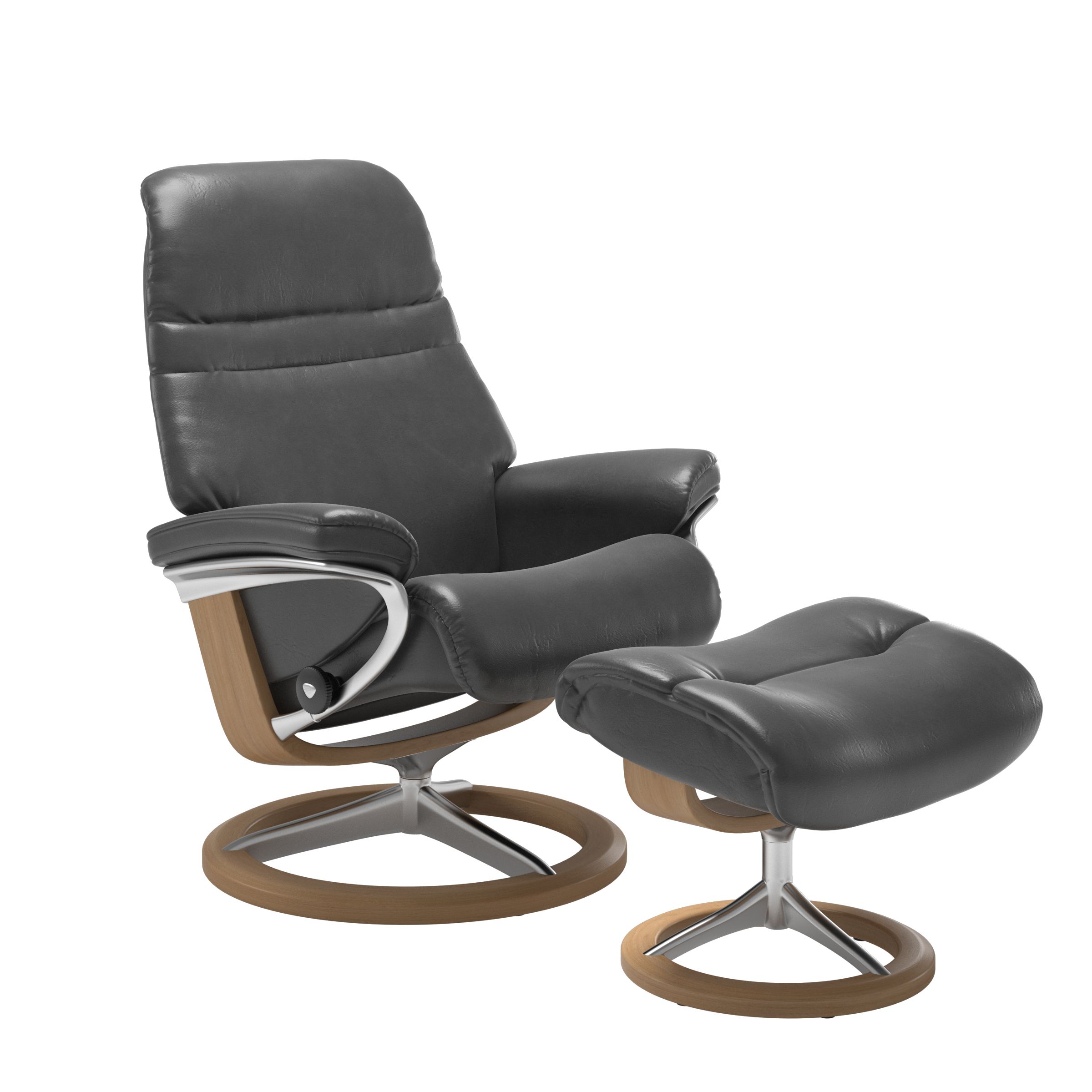 Stressless Sunrise Small Recliner and Ottoman with Signature Base