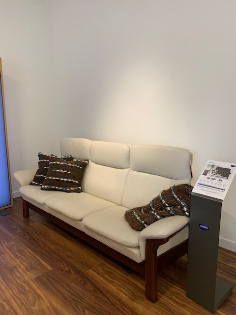 Stressless by Ekornes 3 Seat Saga High Back Sofa with Wood Trim